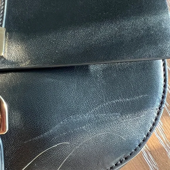 LANVIN Lamb Leather Crossbody Bag Logo Chain Trim & Strap Magnetic Flap - Picture 14 of 17